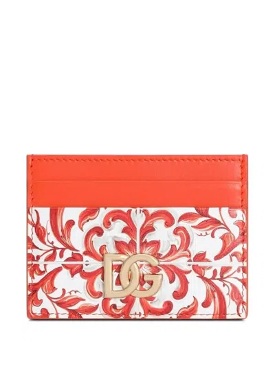 Dolce & Gabbana 3.5 Card Holder In Majolica-print Calfskin In Pattern