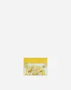 Dolce & Gabbana Majolica-print Leather Cardholder In Yellow