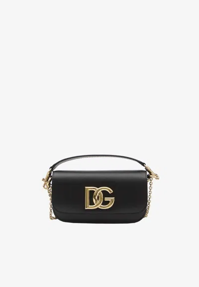 Dolce & Gabbana 3.5 Crossbody Bag In Calf Leather In Black