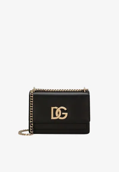 Dolce & Gabbana 3.5 Crossbody Bag In Calf Leather In Black