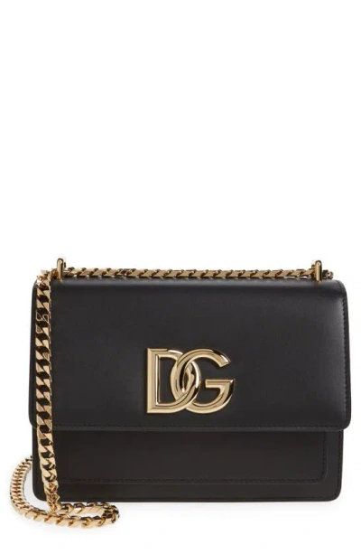 DOLCE & GABBANA 3.5 FLAP LEATHER SHOULDER BAG