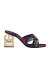 Dolce & Gabbana 3.5-heel Floral-jacquard Mules In Black