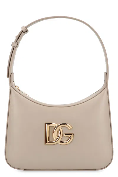 Dolce & Gabbana 3.5 Leather Shoulder Bag In Sand