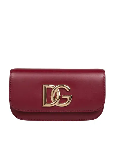 Dolce & Gabbana 3.5 Leather Shoulder Bag With Dg Logo Burgundy