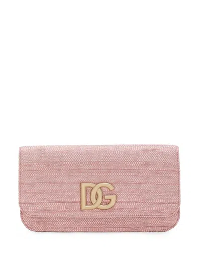 Dolce & Gabbana 3.5 Logo-plaque Clutch Bag In Pink