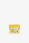 Dolce & Gabbana Majolica-print Leather Cardholder In Yellow