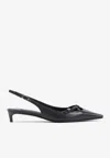 Dolce & Gabbana Mun 30 Croc-embossed Leather Slingback Pumps In Black