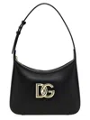 Dolce & Gabbana Curved Black Bag With Gold Logo Accents In Black