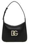Dolce & Gabbana Curved Black Bag With Gold Logo Accents In Black