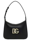 Dolce & Gabbana Curved Black Bag With Gold Logo Accents In Black