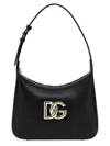 Dolce & Gabbana Curved Black Bag With Gold Logo Accents In Black