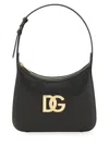 Dolce & Gabbana 3.5' Black Shoulder Bag With Logo Detail In Smooth Leather In Black