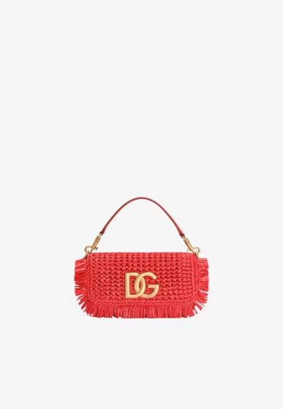Dolce & Gabbana 3.5 Shoulder Bag In Raffia Crochet In Red