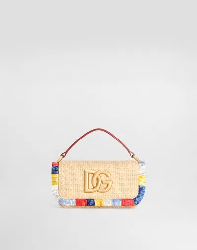 Dolce & Gabbana 3.5 Shoulder Bag In Raffia In Neutral