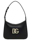 Dolce & Gabbana Curved Black Bag With Gold Logo Accents In Black