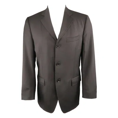 Pre-owned Dolce & Gabbana 38 Short Black Diagonal Stripe Wool Notch Lapel Sport Coat