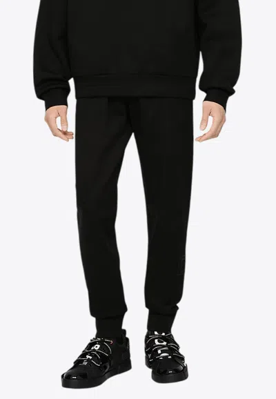 Dolce & Gabbana 3d Dg Logo Track Pants In Black