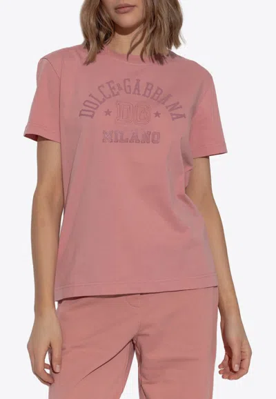 Dolce & Gabbana Dg Milano Print T-shirt In Pink