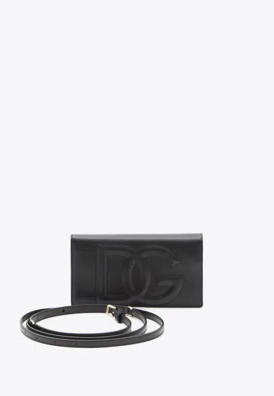 Dolce & Gabbana 3d-effect Logo Phone Bag In Black