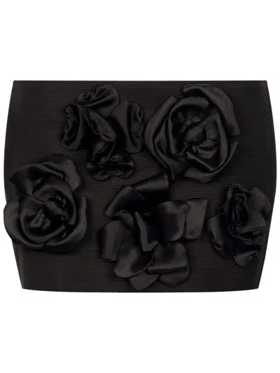 Dolce & Gabbana Black Mini Skirt With Floral Embellishments