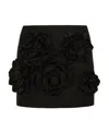 Dolce & Gabbana Ottoman Miniskirt With Flowers In Black