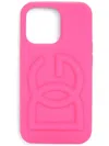 Dolce & Gabbana Fluo Rubber Iphone 13 Pro Case With Logo Embossing In Pink