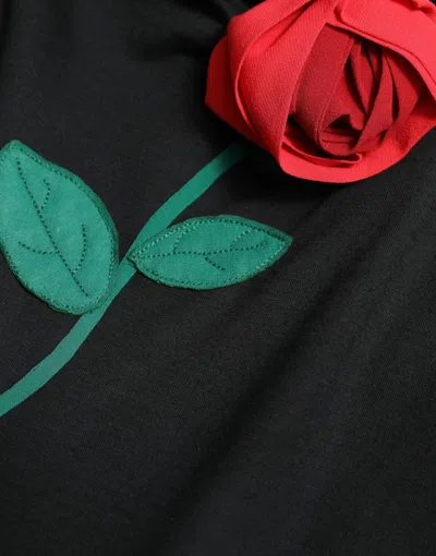 Dolce & Gabbana 3d Rose Appliqué Dress In Black