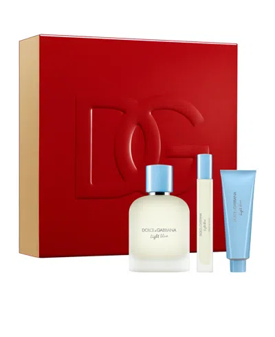 Dolce & Gabbana 3-piece Light Blue Pour Homme Eau De Toilette Spray Trio Set In Multi