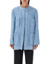 Dolce & Gabbana Light Blue Single-breasted Jacket With Logo Detail On Buttons In Cotton Blend Woman