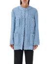 Dolce & Gabbana Light Blue Single-breasted Jacket With Logo Detail On Buttons In Cotton Blend Woman
