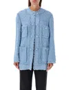 Dolce & Gabbana Light Blue Single-breasted Jacket With Logo Detail On Buttons In Cotton Blend Woman In Blue