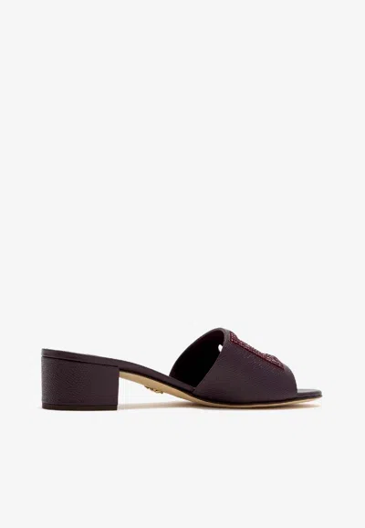 Dolce & Gabbana 40 Mules In Dauphine Calfskin And Rhinestones In Animal Print