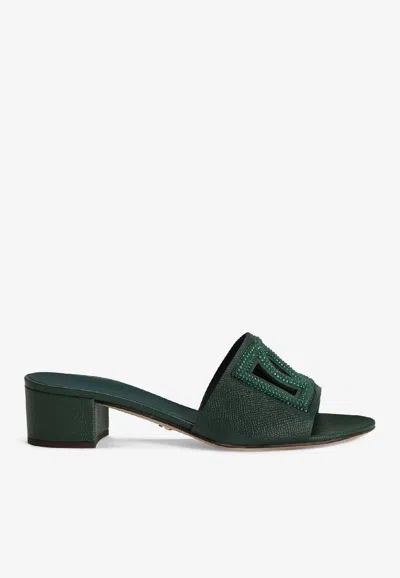 Dolce & Gabbana 40 Mules In Dauphine Calfskin And Rhinestones In Multi