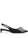 Dolce & Gabbana Satin Sling-back With Rhinestone Embroidery In Schwarz