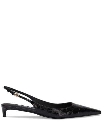 DOLCE & GABBANA 40MM CROC-EFFECT SLINGBACK PUMPS