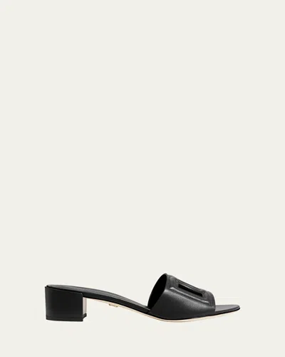 Dolce & Gabbana 40mm Dg Cutout Leather Slide In Black
