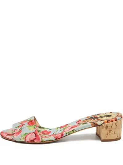 Pre-owned Dolce & Gabbana 40mm Floral-print Sandals