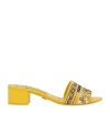 Dolce & Gabbana Karol Embroidered Block-heel Slide Sandals In Yellow