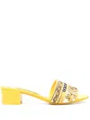 Dolce & Gabbana Karol Embroidered Block-heel Slide Sandals In Yellow