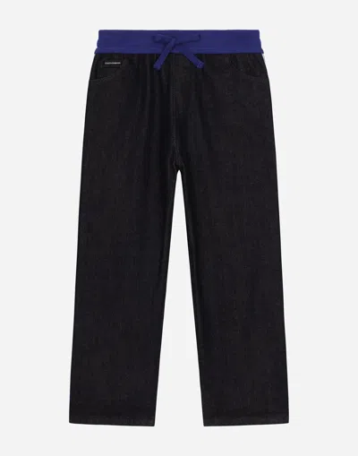 Dolce & Gabbana 5-pocket Denim Jeans With Branded Band In Multicolor