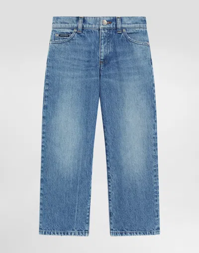 Dolce & Gabbana 5-pocket Denim Jeans With Branded Tag In Multicolor