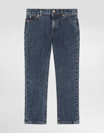 Dolce & Gabbana Kids' 5-pocket Denim Trousers In Blue