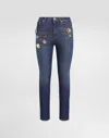 Dolce & Gabbana Bejeweled High-rise Jeans In Blue