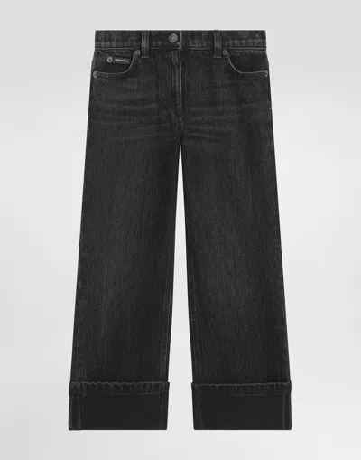 Dolce & Gabbana Kids' 5-pocket Denim Trousers In Black