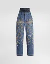 Dolce & Gabbana 5-pocket Embroidered Denim Jeans In Blue