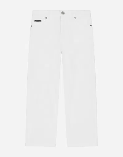 Dolce & Gabbana Kids' 5-pocket Ripped Denim Jeans In Multicolor