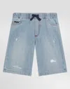 Dolce & Gabbana 5-pocket Ripped Denim Shorts In Multicolor