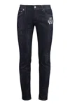 Dolce & Gabbana Skinny Stretch Cotton Jeans With Patch In Navy