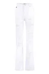 Dolce & Gabbana Destroyed-effect Cotton Denim 5-pocket High-rise Jeans In White