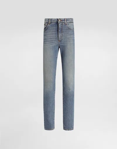 Dolce & Gabbana 5-pocket Stretch Denim Trousers In Blue